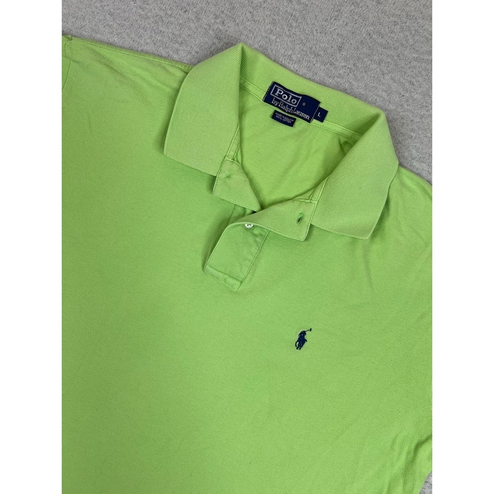 Polo Ralph Lauren Polo Shirt Mens Large Green 100% Cotton Pique Pony Logo - Picture 3 of 8